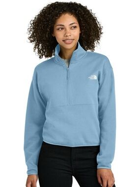 North Face Women's Double-Knit 1/2-Zip Fleece in Steel Blue